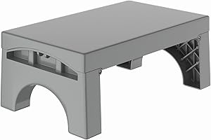 FYGUES Folding Step Stool for Adults Kids, Sturdy Non-Slip Foldable Stepping Stool with 450-LBS Capacity, Heavy Duty Portable Foot Stool for Bathroom Bedroom Kitchen, Bed Steps for High Beds, Gray