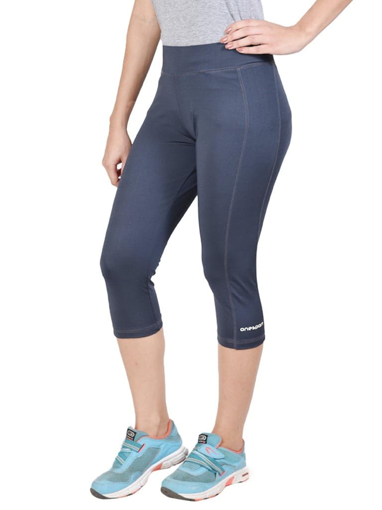 onesport women's polyester spandex jersey dark grey three forths(onsp13dg-p)