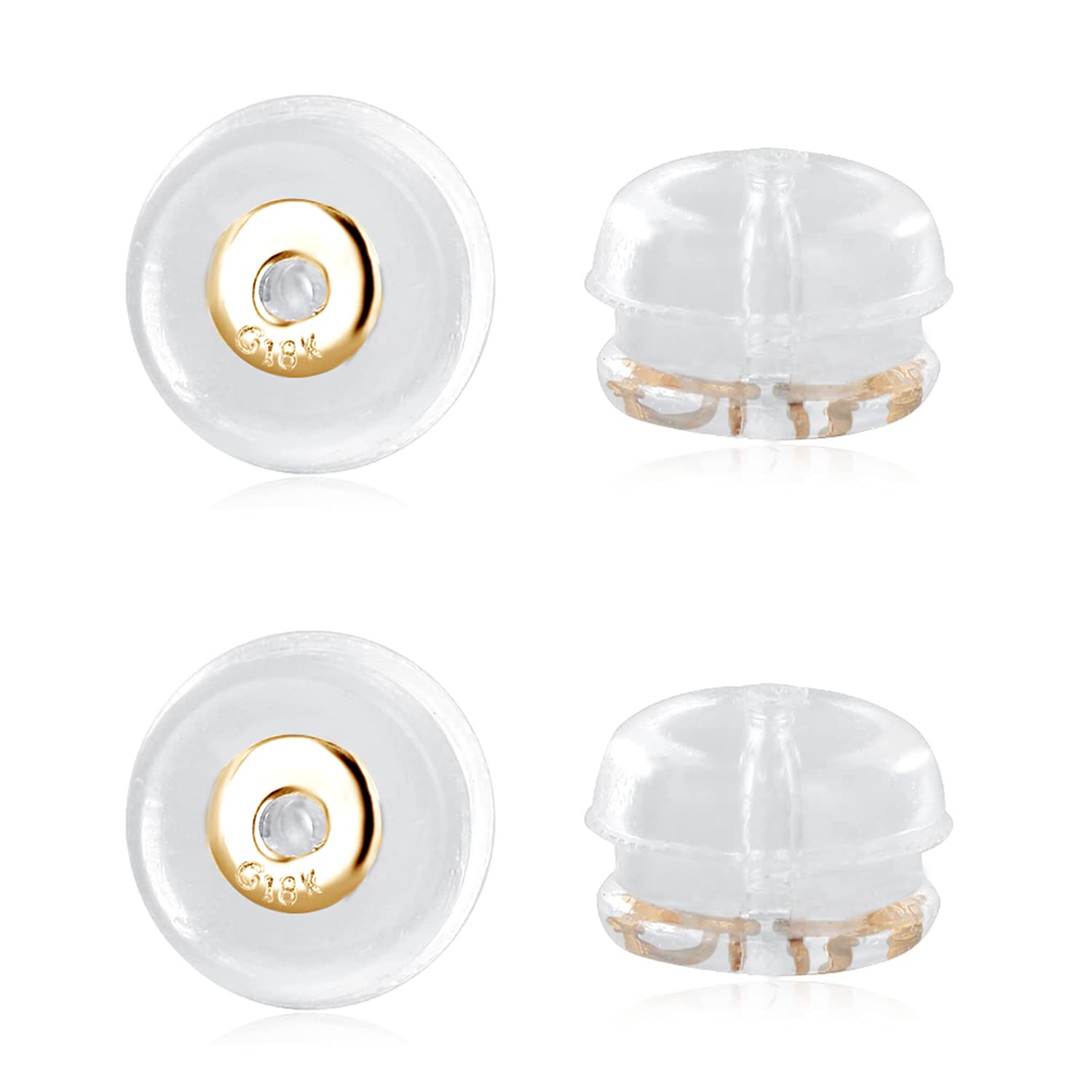 Decentraland 18K Gold Clear Soft Silicone Earring Backs for Studs Rubber Hypoallergenic Ear Safety for Studs 2 Pairs