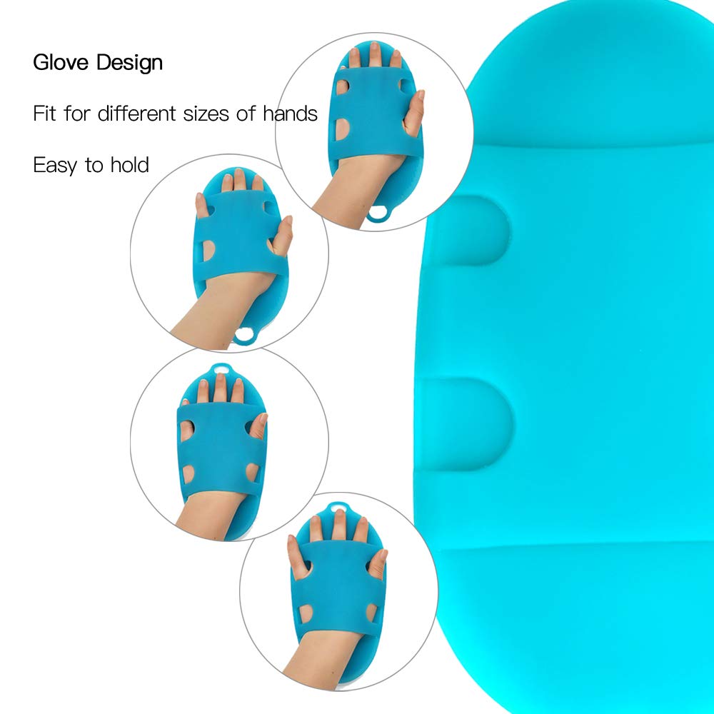 INNERNEED Soft Silicone Body Scrubber Exfoliating Glove Shower Cleansing Brush, SPA Massage Skin Care Tool, for Sensitive and All Kinds of Skin (Blue) : Beauty