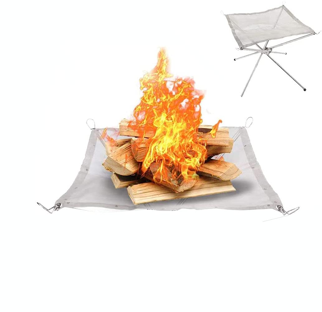 YEASQGS Portable Outdoor Camping Fire Pit Replacement Mesh Foldable Stainless Steel Mesh for Camping Backyard Garden (16.3 * 16.3 inch, Silver) โ image 1