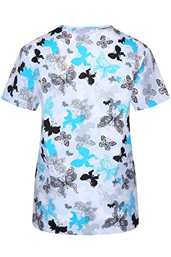 MedPro Women's Printed Medical Scrub Set Mock Wrap Top and Pants White L