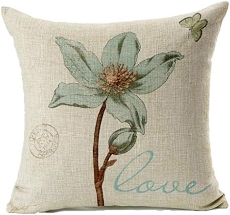 LOULANJX Square Decorative Throw Pillow Case Cushion Cover Hand Painted Lotus Leaf Butterfly Flowers Pattern Cotton Linen Fashion Pillowcase Pillow Cover 18 X18 Inch Four Seasons General (JX96-H)