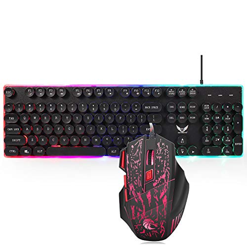 Game Keyboard and Mouse,Sunsee ZERODATE J40 Wired Keyboard Mouse 104 Keys Ergonomic for Typing Games Compatible - Thumbnail 2