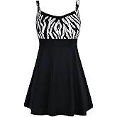 Septangle Vintage One Piece Swimdress Slimming Tummy Control Shaping Swimsuit Bathing Suit