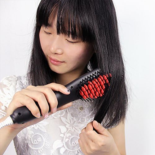 HappyCell(TM) Hair Straightener Comb With Sprayer, Zero Damage Anti-static Hair Straightener Brush Massage Electric Straightening Comb Detangling Anion Hair Care White