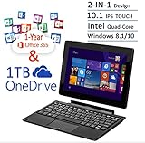 Newest Nextbook Flexx 10.1 Touchscreen Convertible Tablet Laptop With Keyboard 1 Year Office 365 1TB OneDrive (Intel Quad-Core Z3735F Processor, 2G RAM, 32G Memory, IPS Display, Windows 8.1/10)