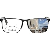 Myfeasy Metal Photochromic Bifocal Reading Glasses for Men Bifocal Readers Transition Blue Light Blocking UV400 Glasses