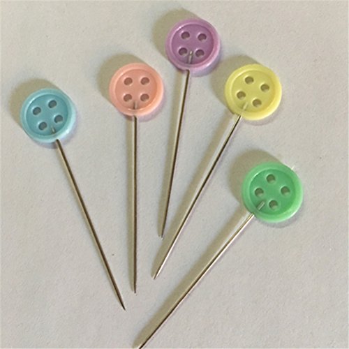 ULTNICE 200pcs Straight Head Pins Flat Button Head Pins for DIY Quilting Sewing Crafts
