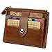 YALUXE Women's Genuine Leather Card Case Wallet with Zipper Pocket ID Window