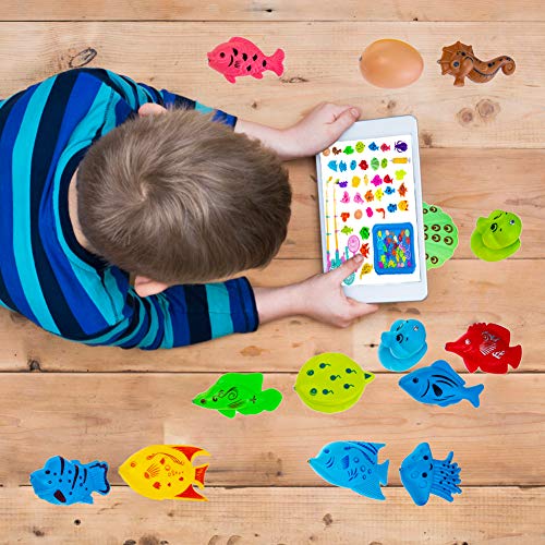 Rainbow Kingdom Magnetic Fishing Game Bath Toy Fishing Toy Bathtub Toys Water Toys for Kids Over 3 Years Old