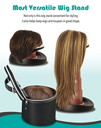 image for Wig Head and Travel Case - 2 Piece Travelling Kit - Adjustable Length 