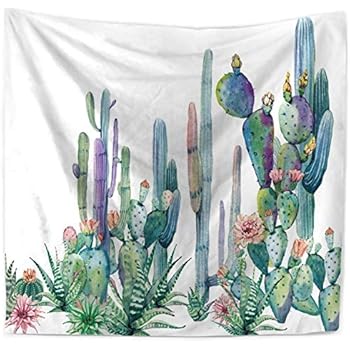 ECONIE Cactus Tapestry Mandala Wall Hanging Tapestry Wall Art Decor, Beach Throw, Table Runner/Cloth,51