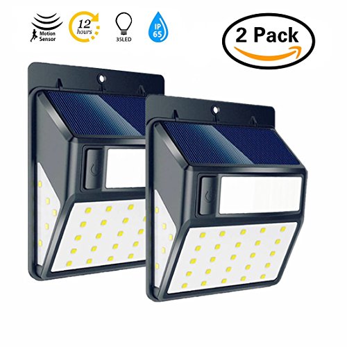 Solar Lights, SEDETER Super Bright 35 LED Solar Garden Lights Waterproof Outdoor Wireless Sensor Fence Light for Patio, Yard, Pathway, Garden, Hall, Driveway, Garage, Stairway, Gate, Wall (2 packs)