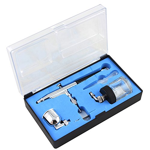 OPHIR 0.3mm Airbrush Spray Paint Air Compressor Kit for Hobby Temporary Tattoo Car Painting (Black)