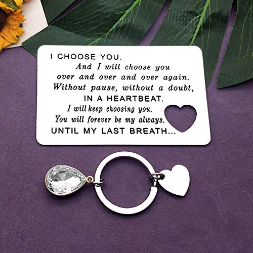 Engraved Wallet Card Inserts Keychain Set for Men Women Husband