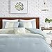 Comfort Spaces Windsor 5 Piece King Size Comforter Pintuck Pleated Striped Pattern Ruffled Patchwork Down Alternative Bedding Sets, Light Green/Off White