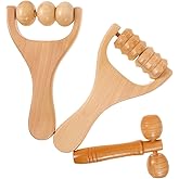 Ciieeo Wooden Massage Roller Tool 3-Piece Set Deep Tissue Massager for Legs Feet Arms Neck and Back - Portable Handheld DIY Wellness Tool for Women