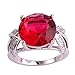 Psiroy 925 Sterling Silver Plated Round Simulated Ruby Spinel Solitaire Promise Ring Size 10