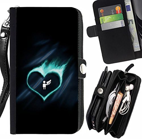 GOD CASE FOR SAMSUNG GALAXY C7 cute fire heart angel wing broken Wallet Purse Pouch Holster Leater &amp; Soft TPU