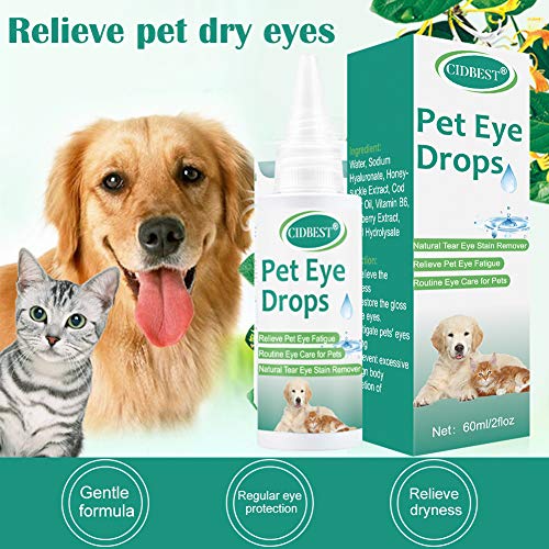 CIDBEST Cat ＆Dog Eye Drops, Eye Wash for Dogs, Pet Eye Care, Relieve Pet Eye Fatigue, PainFree
