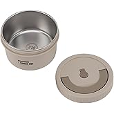 Walfront Round Lunch Box Stainless Steel 600ml Insulated Portable Secure Sealing for Picnics (Beige)