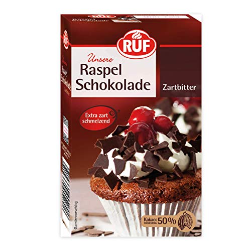 RUF Zartbitter Raspelschokolade, geraspelte Schokolade im 100g Pack, haudünn, ideal zum Ummanteln von Torten, glutenfrei und vegan, 11er Pack (11x100g)