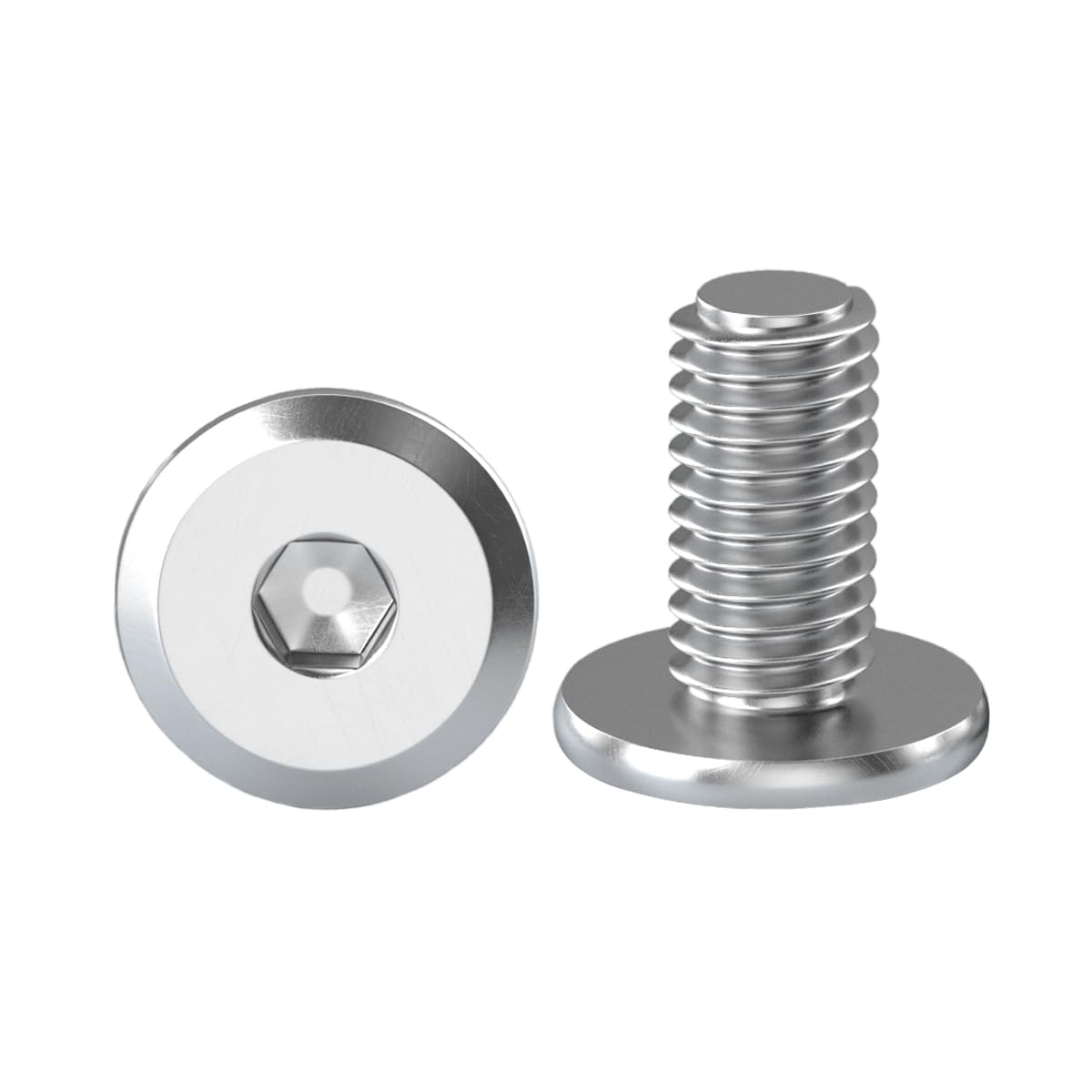 Drenky M8 Flat Head Furniture Bolt M8 X 10mm - 304 Stainless Steel Machine Screws With Hex Drive, Fully Threaded Joint Connector - 10 Pack