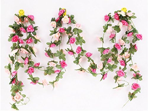 NewCYA 8.2FT Fake Rose Vine Flowers Artificial Plants for Home Wedding Party Home Birthday Festival Decoration - Light and Deep Pink Pack of 2