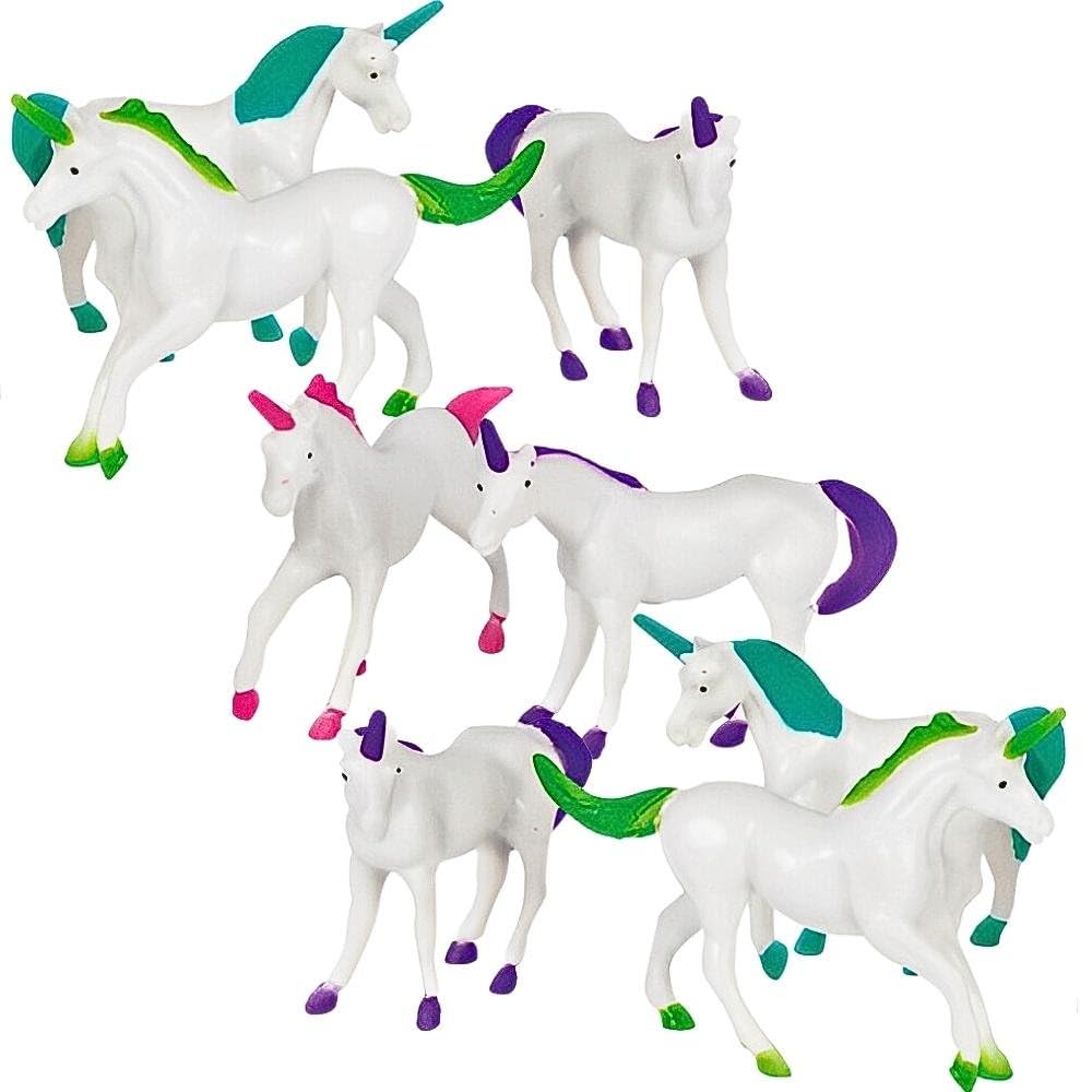 Magical Unicorn Figurines - Assorted Colorful Plastic Unicorn Favors - Perfect for Party Decorations, Cake Toppers & Collectibles - 8ct