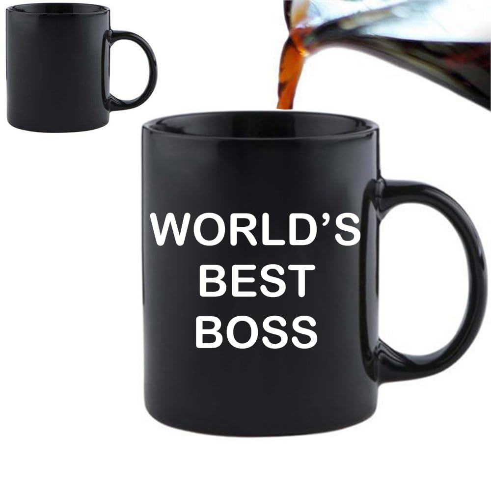 Acen Merchandise World's Best Boss Magic Heat Changing Mug Christmas Funny Gift Presents Celebration Dishwasher/Microwave Safe
