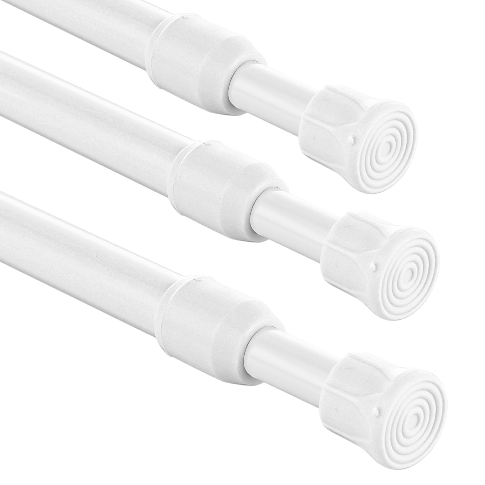 ASelected 3 Pcs Spring Loaded Tension Rod 55-90CM Shower Curtain Pole White Shower Curtain Rod for Windows, Bookshelf,Wardrobe Bars, Drying Support Rods