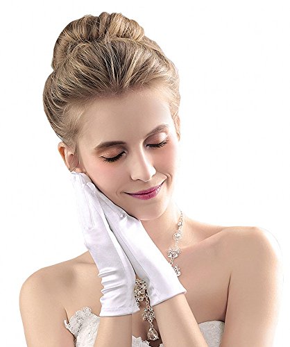 Miranda's Bridal Women's Wrist Length Formal Satin Gloves Red