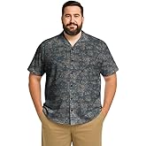 Big & Tall Men’s Vintage Floral Hawaiian Shirt, 60% Cotton 40% Viscose – Breathable, Casual Short Sleeve Button Down Shirt