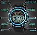 Fanmis Multi Function Alarm Stopwatch Digital LED Quartz Watch Solar Power Black Sports Watches (Blue)