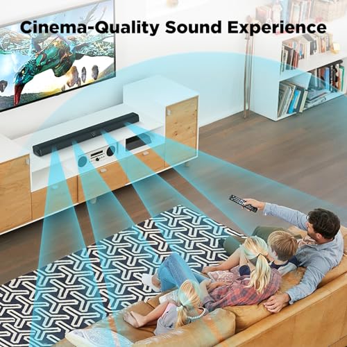 GarageRock Sound Bar for TV, Soundbar 2-in-1 Detachable Sound Bars with Auto Volume Boost for Clear Sound, TV Speakers with 3 EQ Modes, Bluetooth 5.3/ARC/Opt/AUX Connection for PC/Gaming/Projectors