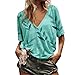 Blusa Suelta para Mujer Tops Con Cuello En v Camiseta De Manga Corta Con Estampado De Hojas Ocasionales En Verano Bluethumb 1
