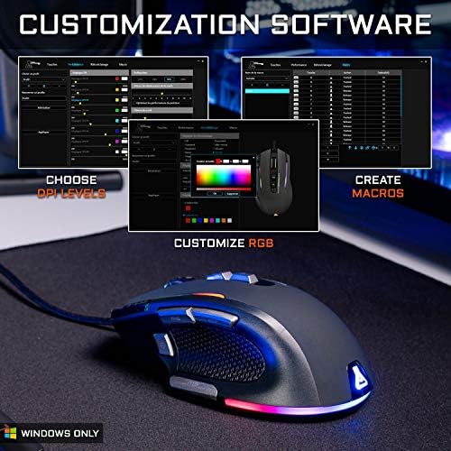 Kult NITROGEN Atom Mouse Gaming con Cable de Alto Rendimiento –Sensor Óptico 4800 dpi, RGB, 9 Botones Programables, Ultraligero, Ideal para MOBA/FPS – Compatible con PC/PS5/Xbox One – Negro