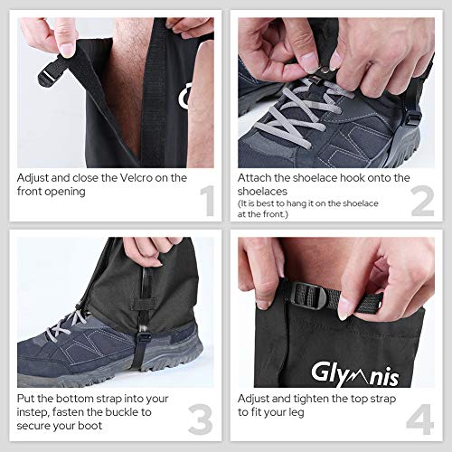 Glymnis Leg Gaiters Hiking Gaiter Snow Gaiter Waterproof Anti-Tear Oxford Fabric Snow Shoes for Outdoor Research Hiking Walking Hunting Climbing Mountain (Middle)