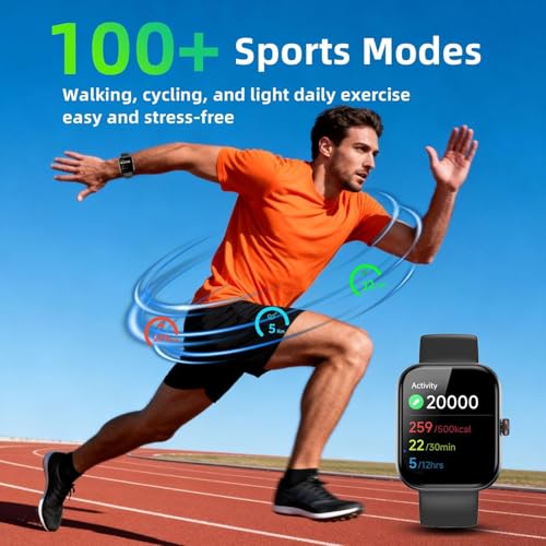 Smartwatch Men Women 1.91 Inch AMOLED Smart Watch with Alexa and Phone Function, 30 Day Battery, 108+ Sports Modes, Fitness Watch with Heart Rate/Sleep Monitor, IP68 Waterproof Heart Rate Monitor for
