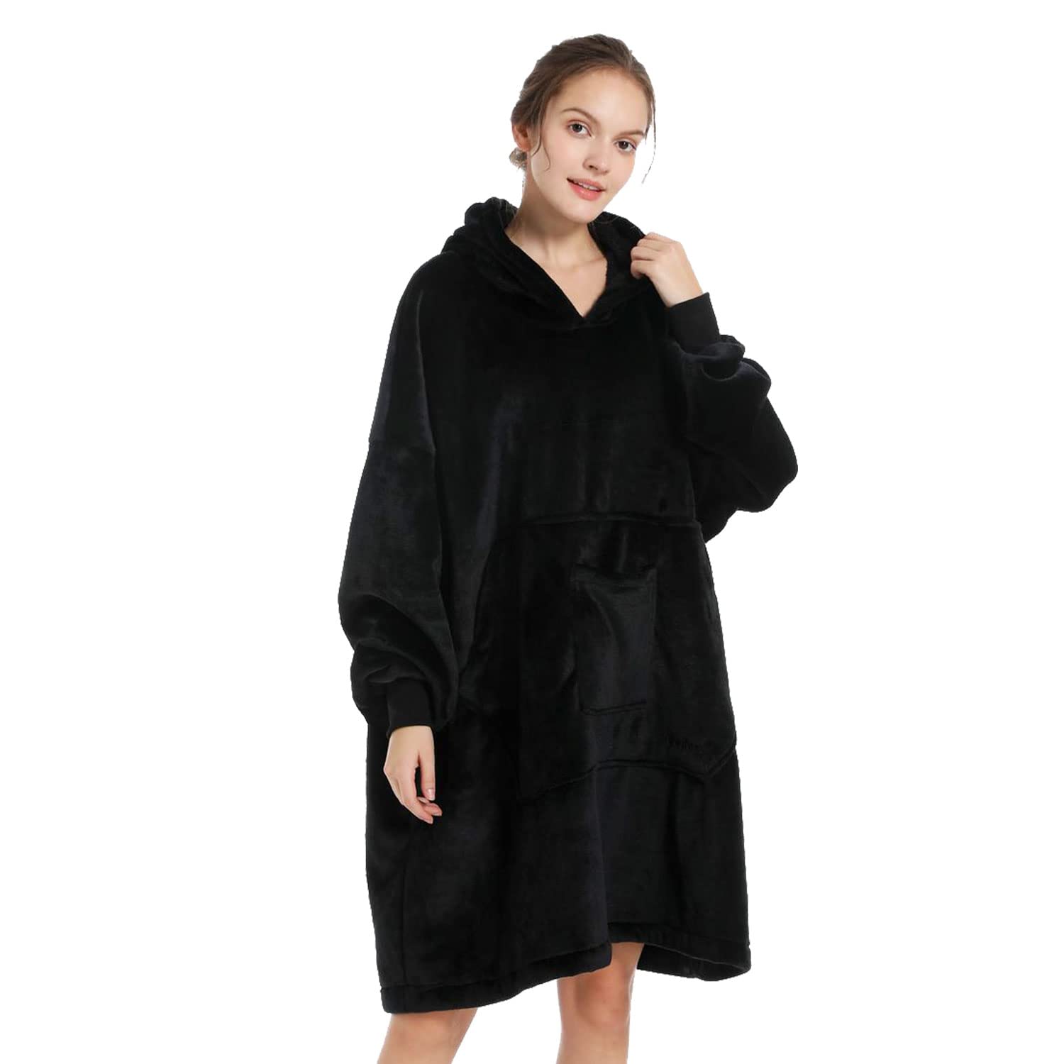 REDESS Blanket Hoodie Sweatshirt, Wearable Blanket Oversized Sherpa with sleeves and giant pocket, cozy hoodie for adults kids