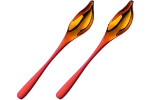 Anller 2 Pieces Culinary 304 Stainless Steel Saucier Spoon with Tapered Spout, 7.7 Inch, magic red