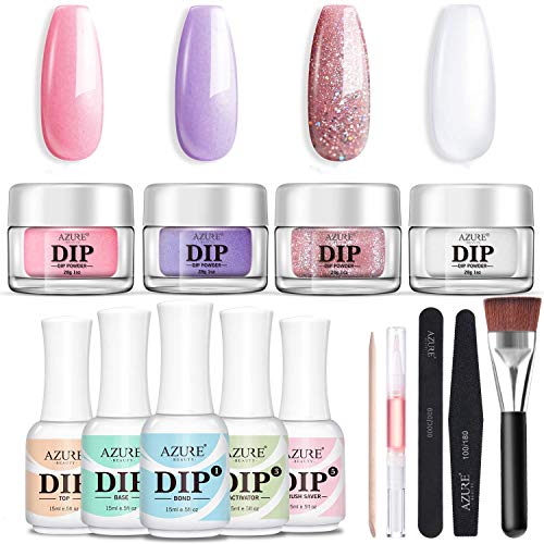 Nail Dipping Powder Starter Kit 4 Pink Glitter Colors(1oz.),French Dip