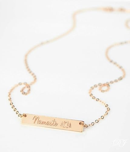 Amazon Com Namaste Necklace Lotus Flower Necklace Yogi Gift Yoga Jewelry Gold Namaste Bar Necklace Yoga Lover Heart Chakra Necklace Zen Necklace Handmade