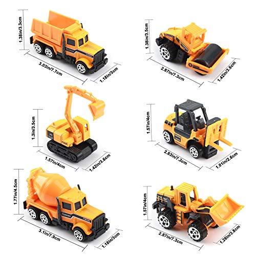 image for Winkon Kids Construction Toys - Kids Birthday Gifts, 6 Pcs Play Trucks