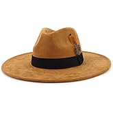 LIDHAY Big Wide Brim Fedora Hats for Women Men Western Suede Hat Panama Hat Outdoor Hats
