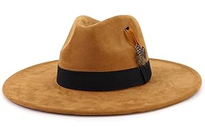 LIDHAY Big Wide Brim Fedora Hats for Women Men Western Suede Hat Panama Hat Outdoor Hats