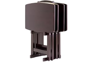 Pemberly Row 5-Piece Oversized Solid Wood Snack Table Set in Espresso