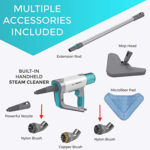 Steam Mop Cleaner ThermaPro Elite 12 in 1 for Hardwood/Tiles/Vinyl/Carpet - Easy-Detachable Handheld Steam Cleaner for Kitchen - Garment - Furniture and Clothes, Multifunctional Whole House Steamer