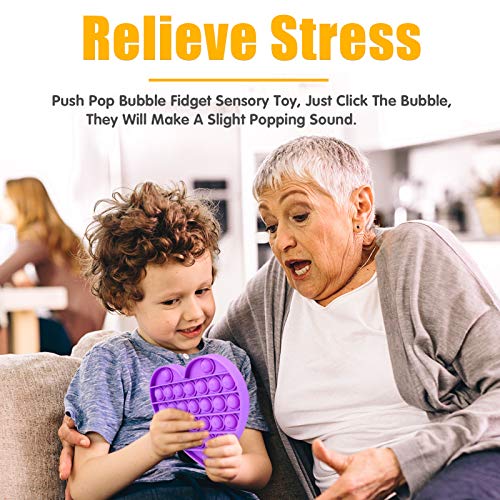 Nazano Push Pop Bubble Fidget Sensory Toy, Bubble Fidget Toy Set, Silicone Stress Relief Puzzle Game Toys, Stress Reliever Squeeze Sensory Toy, Autism Special Needs for Kids and Adults (Purple)